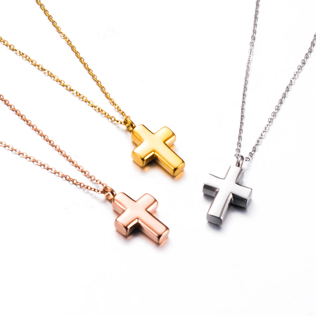 Stainless Steel Keepsake Jewelry Religious Cross Christian Eternity Urn Necklace Cremation Ashes Urn Pendant