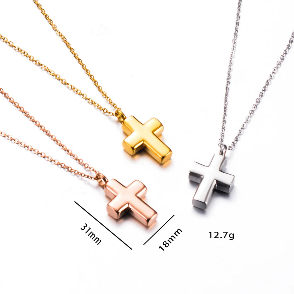 Stainless Steel Keepsake Jewelry Religious Cross Christian Eternity Urn Necklace Cremation Ashes Urn Pendant