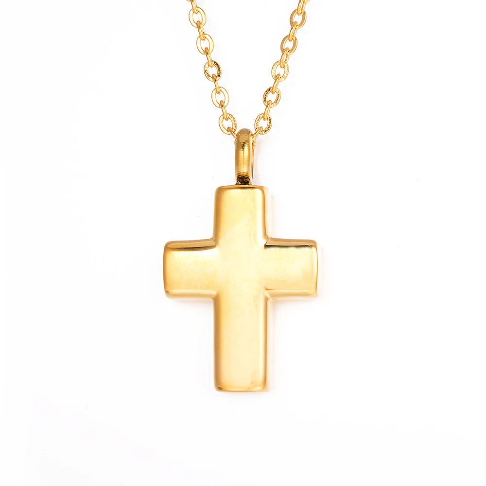 Stainless Steel Keepsake Jewelry Religious Cross Christian Eternity Urn Necklace Cremation Ashes Urn Pendant