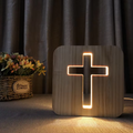 Led Light Christian Wooden Cross Ornaments USB LED Night Light Table Decoration Christian Standing Church Cross Miniatures