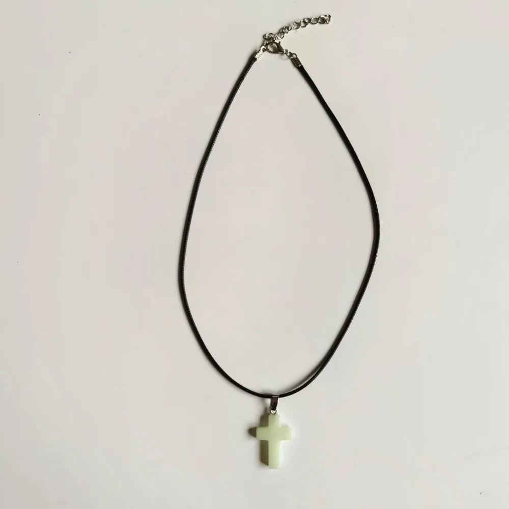 Glow in the Dark Cross Design Pendant and Necklace Included