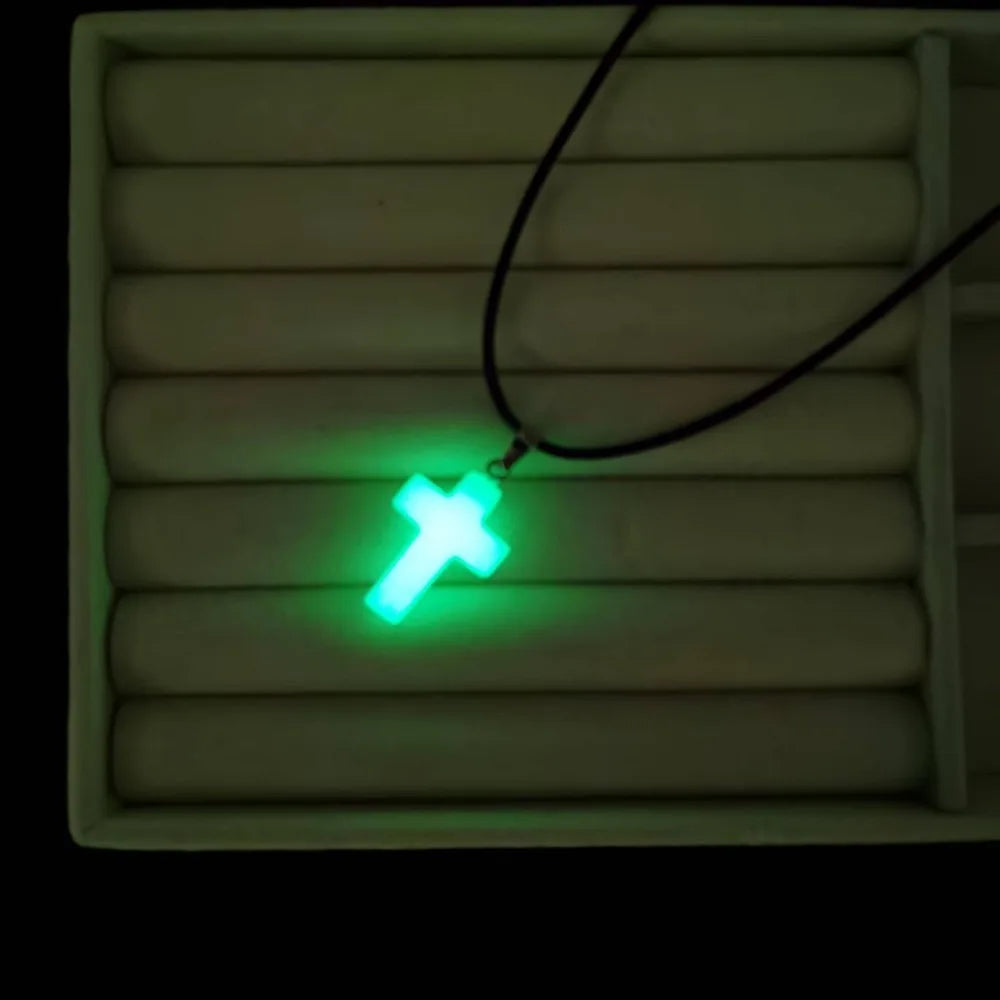 Glow in the Dark Cross Design Pendant and Necklace Included