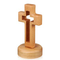 Solid Wood Cross Christmas Decoration Wooden Hollow Carved for Desktop
