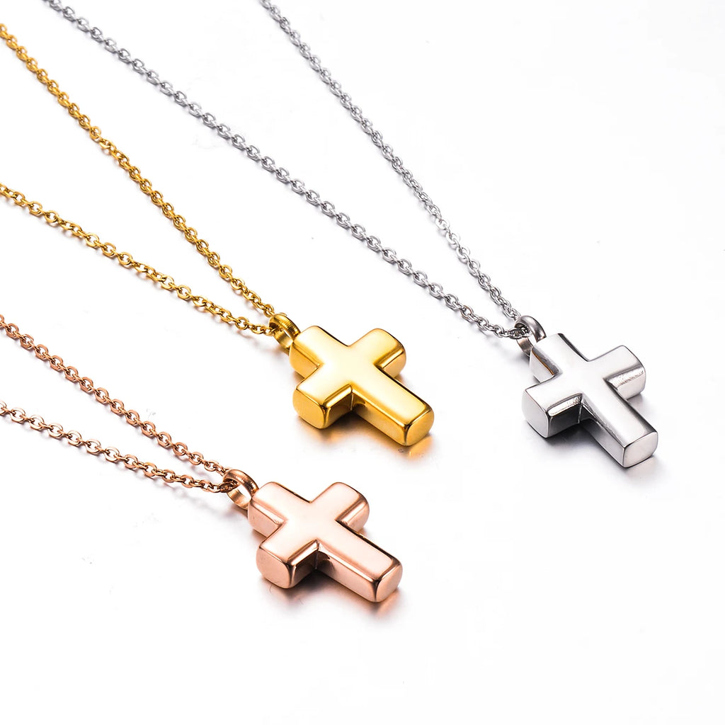 Stainless Steel Keepsake Jewelry Religious Cross Christian Eternity Urn Necklace Cremation Ashes Urn Pendant